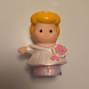 Little People Disney Princess Cinderella Figurine White Wedding Dress W Flowers